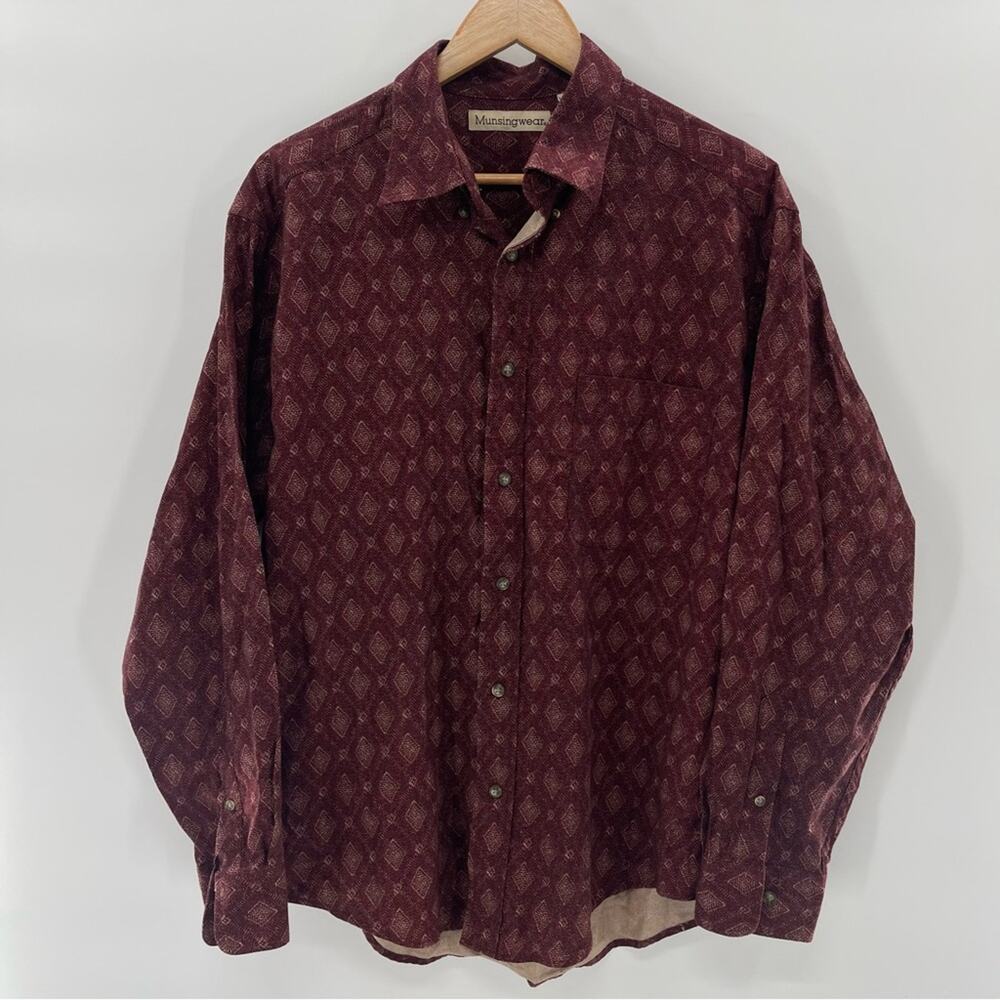 Munsingwear Vintage Men's Cotton Button Down Western Long Sleeve Shirt Size XL